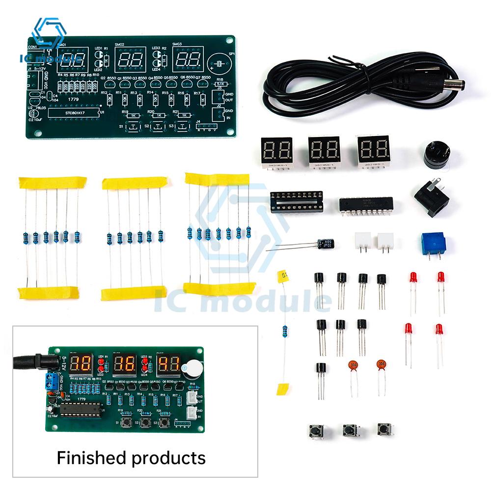 Red Display Digital Clock Module Electronic Kit C51 Electronic Clock DIY Kit DC 5-12V LED Digital Horologe Suite Timer Module
