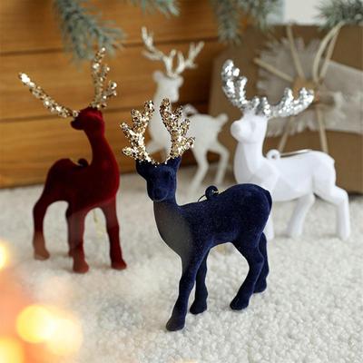 Decoración de Reno Casa Afelpada Adornos de Ciervo Estatua de Reno Navideña para Repisa Festiva Árbol Estante de Escritorio Mesa de Cocina