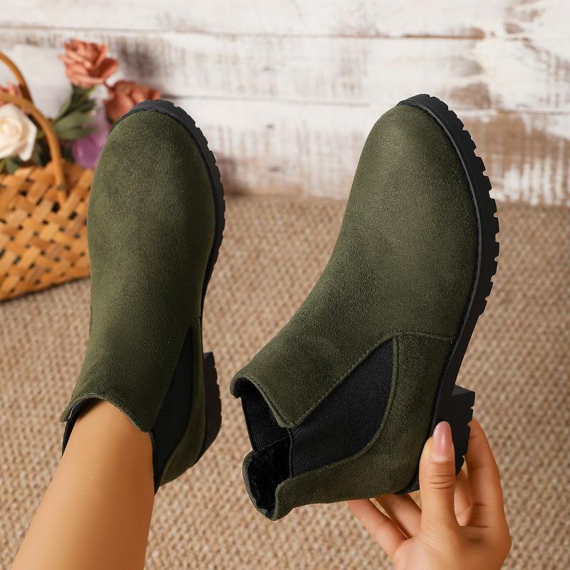 Damen Stiefeletten Klobiger Absatz Plateau Britischer Stil Stiefel Damen Dicke Sohle Bequeme Schuhe Herbst Winter Lässige Chelsea Boots