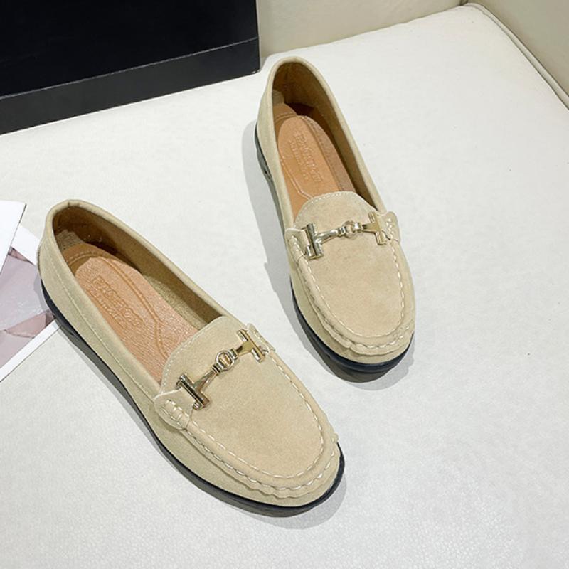 Дизайнерские женские рабочие туфли на плоской подошве с металлической пряжкой — фото 9