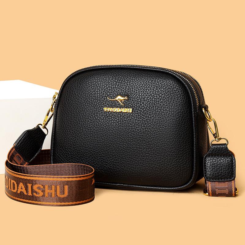 The new women's bag is simple and versatile, small round bag, multi-layer large-capacity shoulder messenger bag.