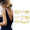 Assorted Open Cuff Bracelet Set, 8 Metal Arm and Wrist Accessories with Mixed Leaf, Wire and Chain Design Details