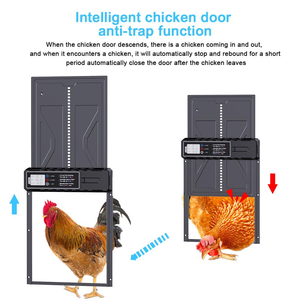 Timed Chicken Coop Automatic Induction Door Aluminum Alloy with Display Screen Solar Chicken Coop Electric Door Pet Products