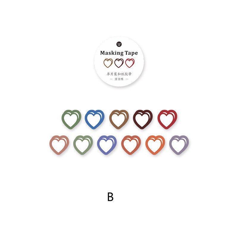 100Pcs/roll Love Heart-shaped Washi Tape Confession Poem Series Hand Account DIY Decoration Sticker Masking Tape Journal Decor