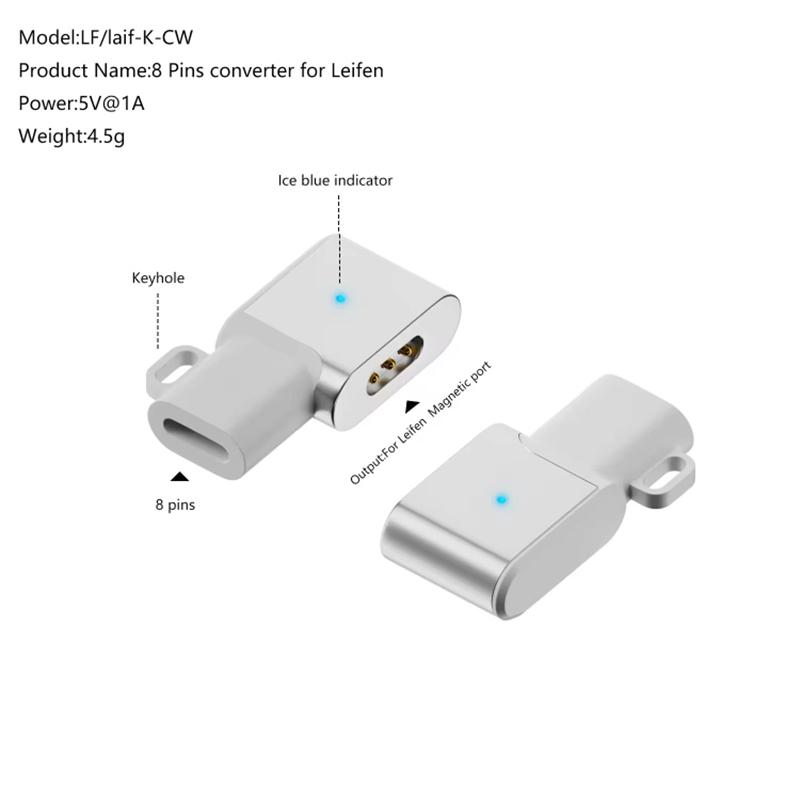 

8 Pin Female to Elbow 3 Pin Converter Magnetic Charging Adapter for Laifen Electric Toothbrush Type A