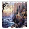 Lighthouse Shower Curtain Bathroom Decor Ocean Sunrise Nautical Seascape Shower Curtains Polyester Fabric Bath Curtain with Hook