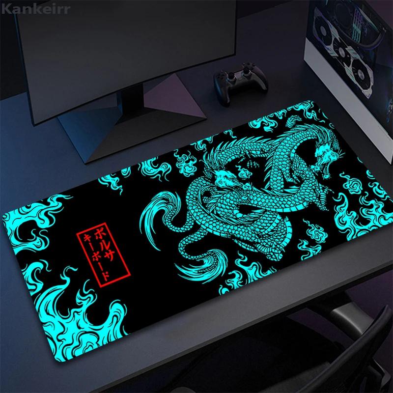 Japanese Dragon Large Gaming Mousepad XXL Keyboard Gamer Mouse Pad on The Table Speed Desk Mat Anime X Yellow Mouse Mats