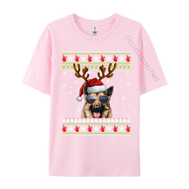 Gerunisex Shepherd Christmas Reindeer Ugly Sweater Xmas Tshirts Vintage T Shirts Faddish Adult Tops Tees