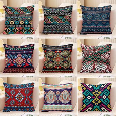 Bohemian Vintage Print Decorative Pillowcase Bedroom Living Room Square Cushion Pillowcase