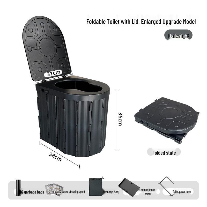 Portable Folding Toilet with Lid for Travel and Outdoor Use