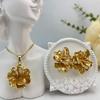 Full Gold 3D Flower Jewelry Set Women Necklace Earring Luxury Accessory KY25180