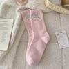 Female Autumn and Winter Thickened Warm Lovely Pink Moon Floor Sleep Tube Cotton Socks