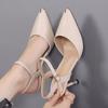 Women Cute Light Weight Black Patent Leather Spring & Summer Hollow Out Stiletto Heel Shoes Lady Beige Pumps Ab614