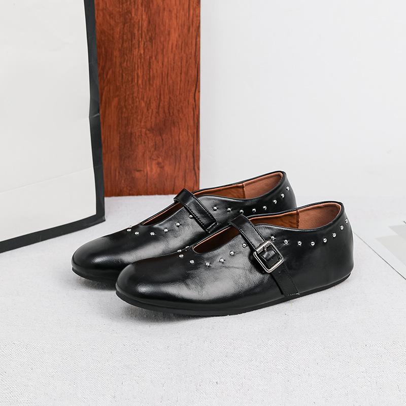 

Женские балетки Нескользящая обувь для ходьбы Искусственная кожа Туфли-балетки Мэри Джейн с ремешком на пряжке Удобные туфли для женщин Мэри Джейн 36 чёрный