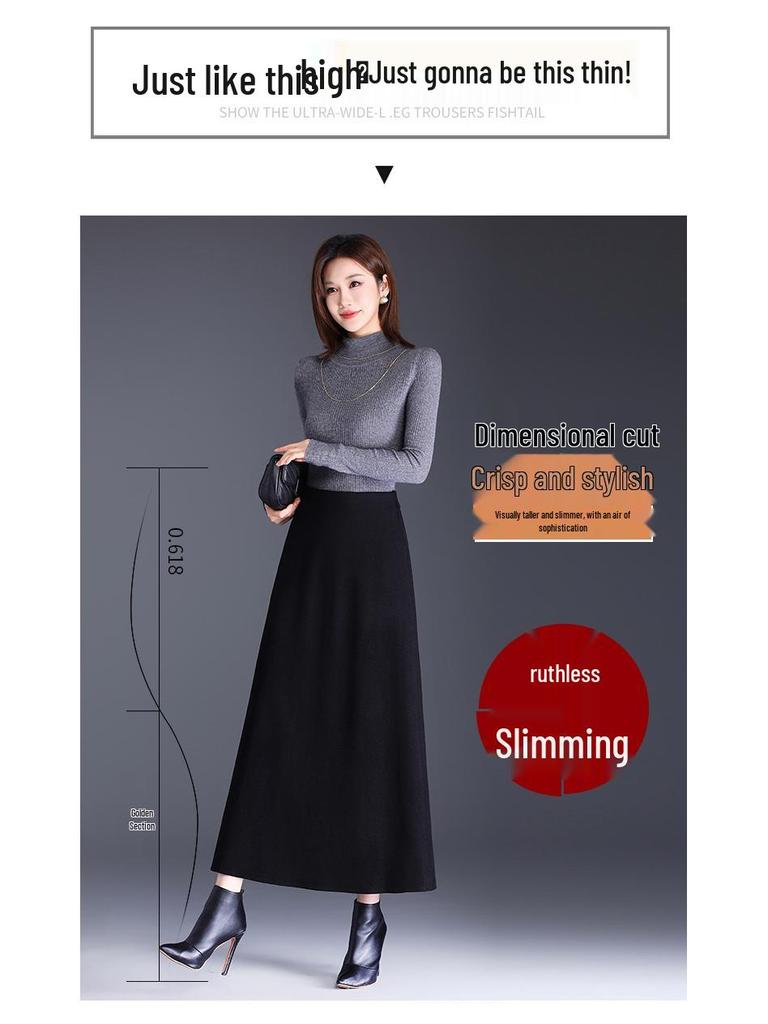 Elegant High-Waisted Fishtail A-Line Midi Skirt - Winter 2025 Slimming Style