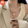 Ahoj Vintage vyřezávaná mince Tlustý řetízek OT spona Náhrdelník Bohémský Punkový Kovový mincový límec Choker Náhrdelník Módní Dámské Punkové šperky