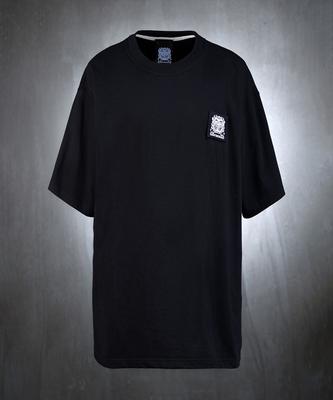 Kileutimuka Square Embroidered Patch Loose Fit Short Sleeve T-Shirt Black