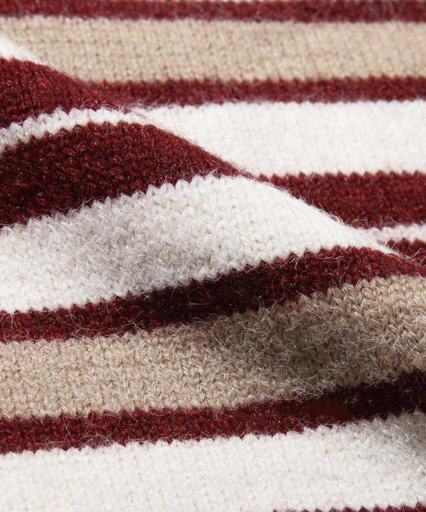 TRILLION Washable Hairy Stripe Crewneck Knit_Red