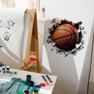 Self Adhesive Broken Wall Basketball Decorative Wall Stickers Peel and Stick Removable Waterproof
