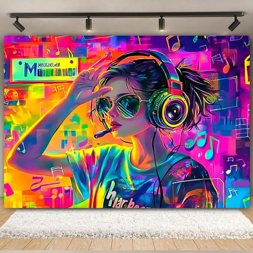 Disco Music Flash Stage Theme Party Photography Background, Adult Birthday Party, Home Decoration Photography Studio Background