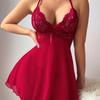 Flirtender Spitzen-Netz-Träger-Nachthemd - Sexy durchsichtige Dessous für junge Frauen