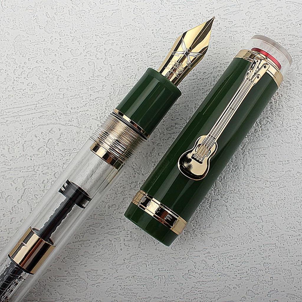 Ranvi Jinhao Tiandao 1935 Fountain Pen Fine Sword Nib with Clear Large Converter and Guitar Clip #8 Acrylic,