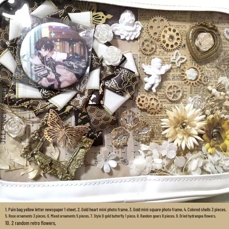 Decoration Filler Material Pack: DIY Handmade Accessories Set with Tanmei Zha Background Paper and Bag