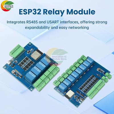DC 9-24V 4-Channel/8-Channel Esp32 Rs485 Modbus Wifi Bluetooth Development Board Relay Optocoupler Isolation Module Tyep C