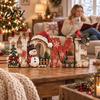 Rustic Christmas Table Centerpieces Wooden Decor, Vintage Centerpiece, HOME Letter Sign with Reusable Fireplace Accents Snowman Bird and Tree