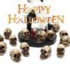 Skull statue miniature skull desktop decoration, Halloween miniature landscape figure, prank prop, haunted dollhouse accessory