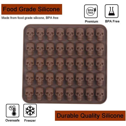2-Pack of 40 Non-Stick Gummy Skull Silicone Candy Molds with 1 Dropper for Chocolate, Candy, Jelly, and Ice Cubes