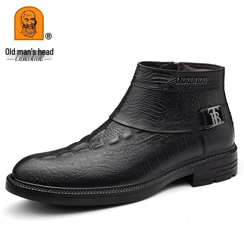 Men s British Style Leather Boots - Trendy, Genuine Cowhide, Business Casual Chelsea Mid-Top Size 39