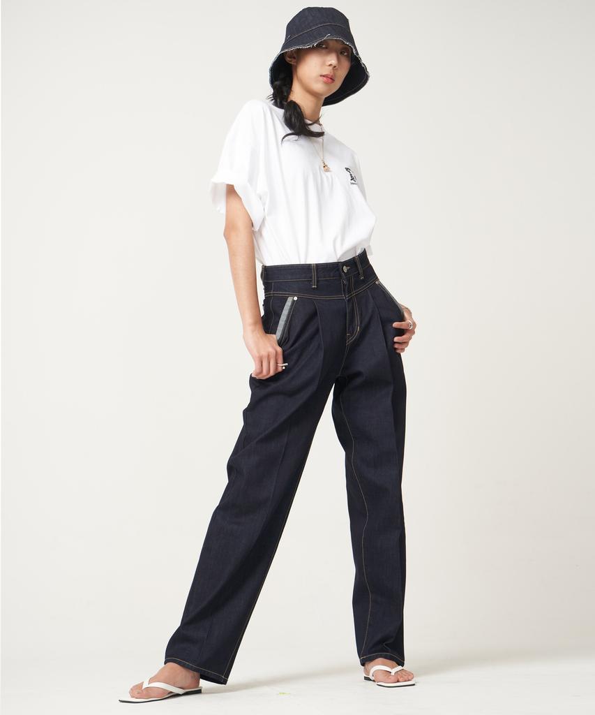 DILETTANTISME Unisex Raw Denim Semi-Baggy Single-Pleat Jeans