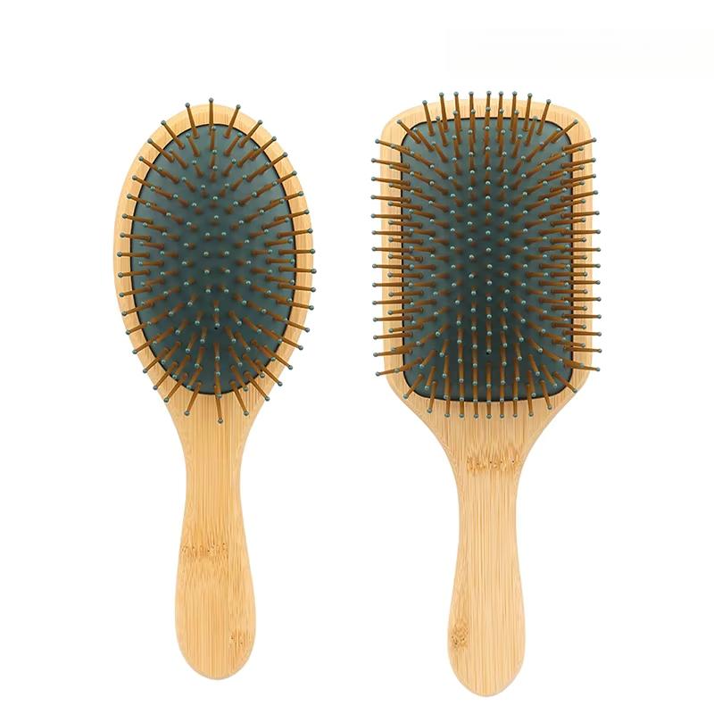 Eco-friendly Ionic Bristle Air Cushion Comb Hair Brush Custom Logo Wood Paddle Hotel Use Wooden Hairbrush