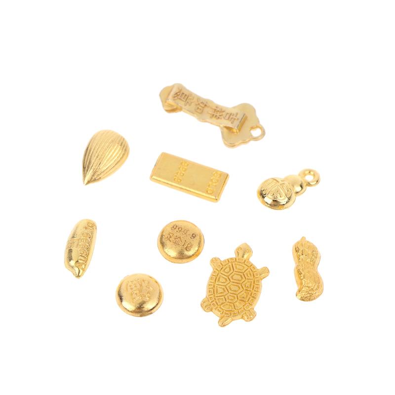 100Pcs Wealth Luck Gold Charms Mini Exquisite Gold Ingots Melon Seeds for DIY Gift Making Feng Shui Home Decor