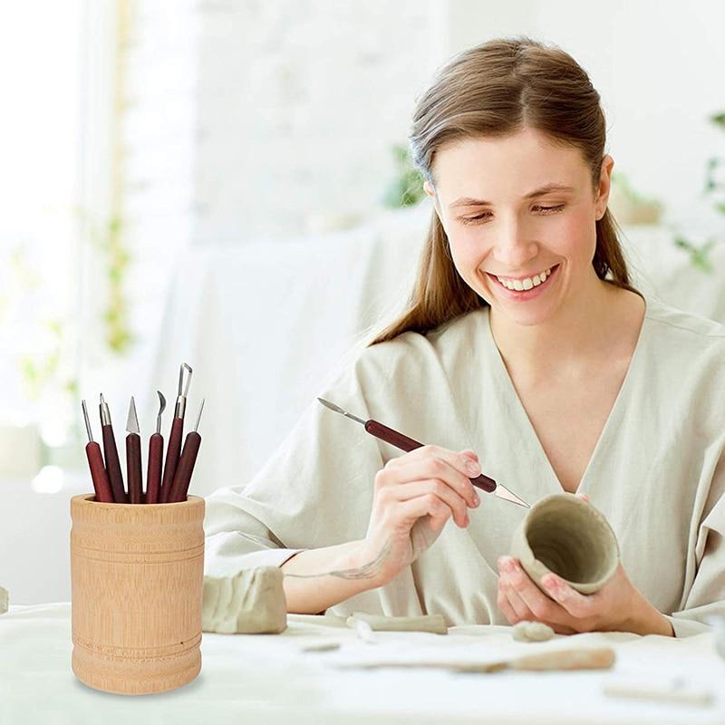 6 PCS Sculpting Pottery Clay Tools Wood Handle Pottery Set Wax Carving Sculpt Smoothing Shaper Pottery Clay Ceramic Tool
