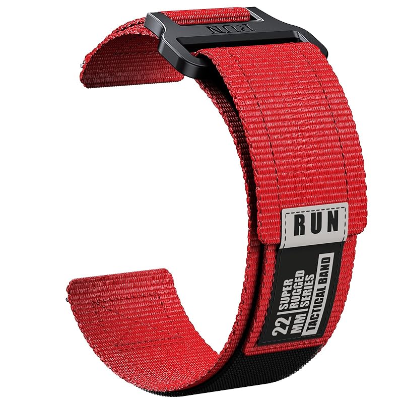 

[SQHYWJ] Watch Strap Tactical Nylon Loop Watch Replacement Band 20mm 22mm (Red 20mm)