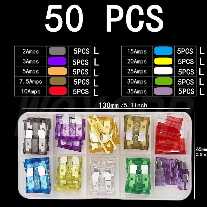 50-306 pcs Car Fuse Combination Kit Mini Small Medium Fuse Blade Type for Marine Automotive 2A 3A 5A 10A 15A 20A 25A 30A 35A Fuse Holders1