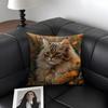Cat And Flower Fashion Cushion Cover Natural Linen Organic Fabric DoubleSided Printing Sofa Home Decor Gift Pillow Case