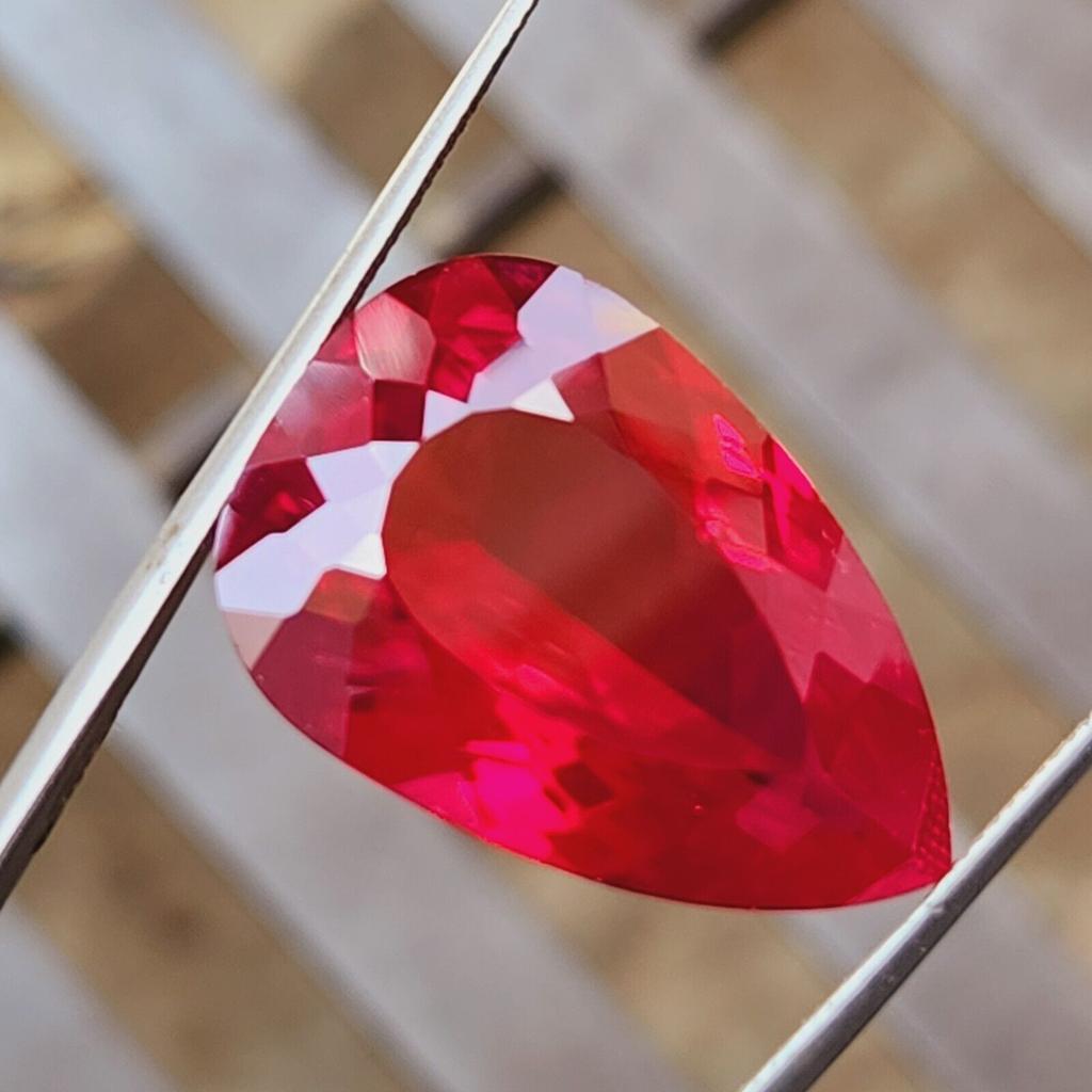 46 Ct Natural Mozambique Rich Red Ruby Pear Shape Certified Loose Gemstone