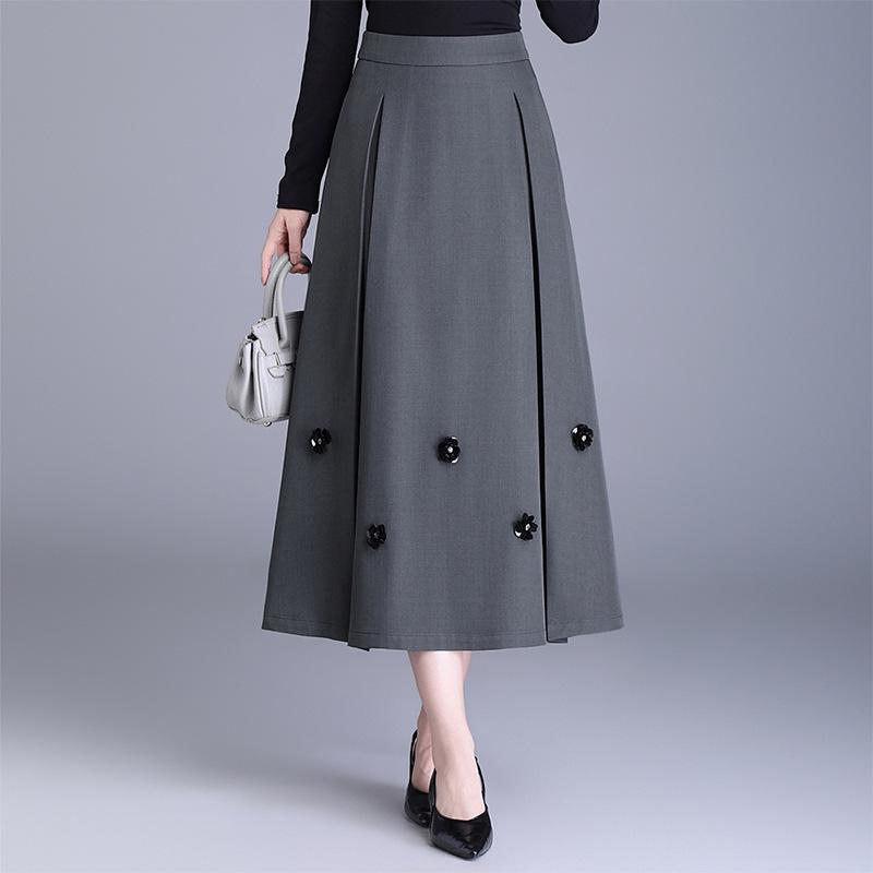 Spring 2026 High-Waisted A-Line Pleated Skirt - Flowy, Fashionable, and Slimming Mid-Length Skirt M