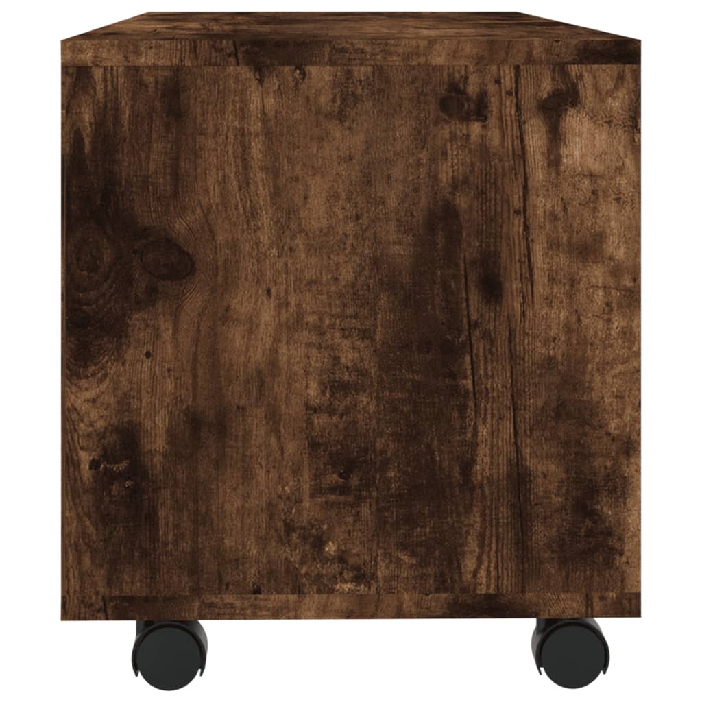 Vidaxl TV Cabinet, On Wheels, Smoked Oak, 90X35X35 Cm