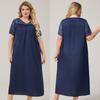 Plus Size Womens Lightweight Satin Sleep Dress V-Neck Short Sleeve Loose Nightgown Fall Home Lounge
