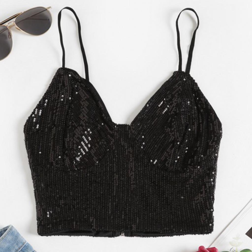 Maiuri cu bretele cu sclipici pentru femei, vestă cu leagăn, sexy Sparkl, pentru clubwear
