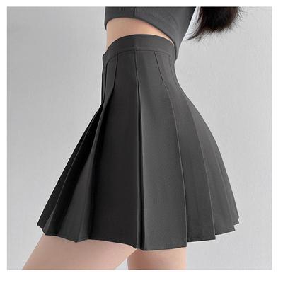2025 Dames Grijze Hoge Taille Geplooide A-lijn Korte Rok - Slim Fit, Kleine Maat, Zomerstijl
