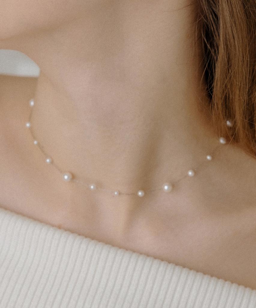 Has Hld028 Silver Chain Pearl Necklace
