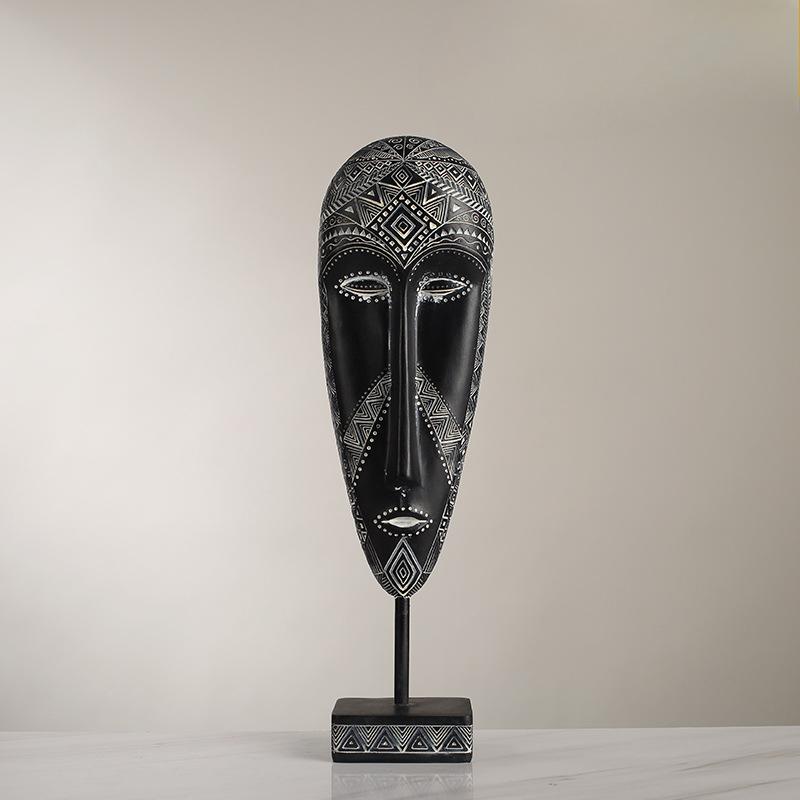 Retro African Style Art Mask Creative Ornaments Handmade Painted Resin Sculpture Handicraft Ornaments Decoration