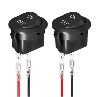 2Pcs 20mm Car Round Rocker Switch ON Off 12 Volt Toggle Switch 12V Automotive RV 2 Pin Switch With Wire