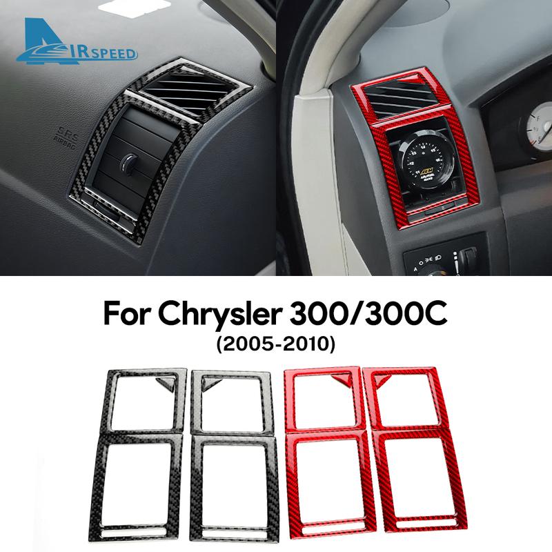 Real Soft Carbon Fiber Sticker For Chrysler 300 300C 2005 2006 2007 2008 2009 2010 Car Air Outlet Vent Interior Accessories.