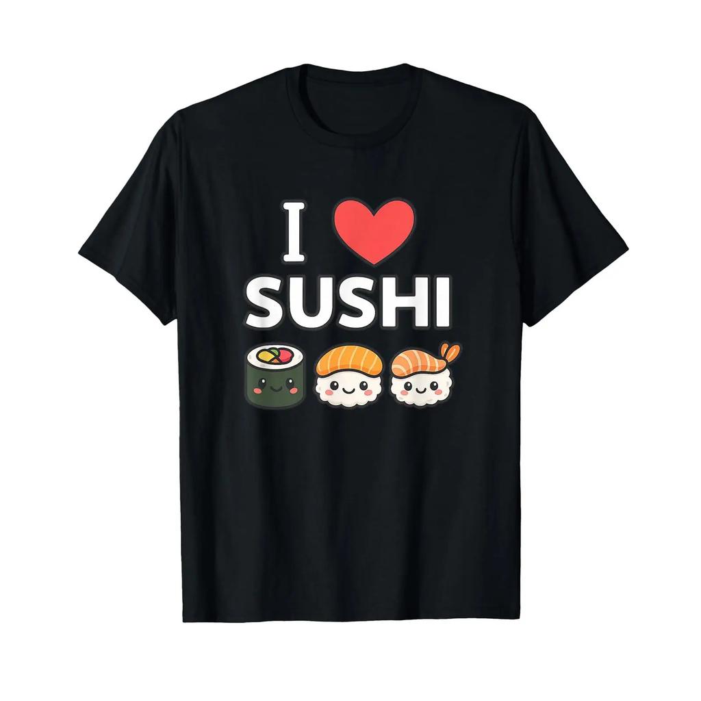 Ich liebe Sushi Japanischer Liebhaber Küche Koch T-Shirt vintage gewaschen Streetwear Vielseitig Dehnbar